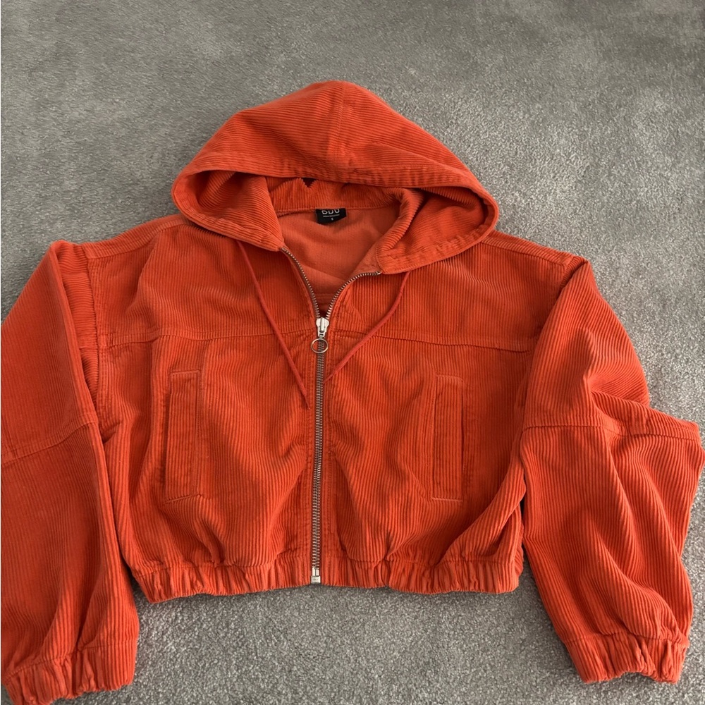 BDG Cropped Orange Corduroy Bomber Jacket